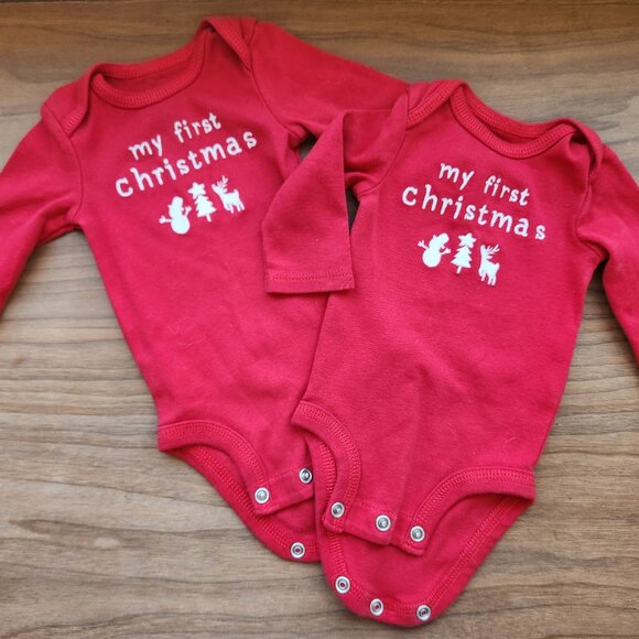Carter's Other - First Christmas Red Onsies, Twins , size NB